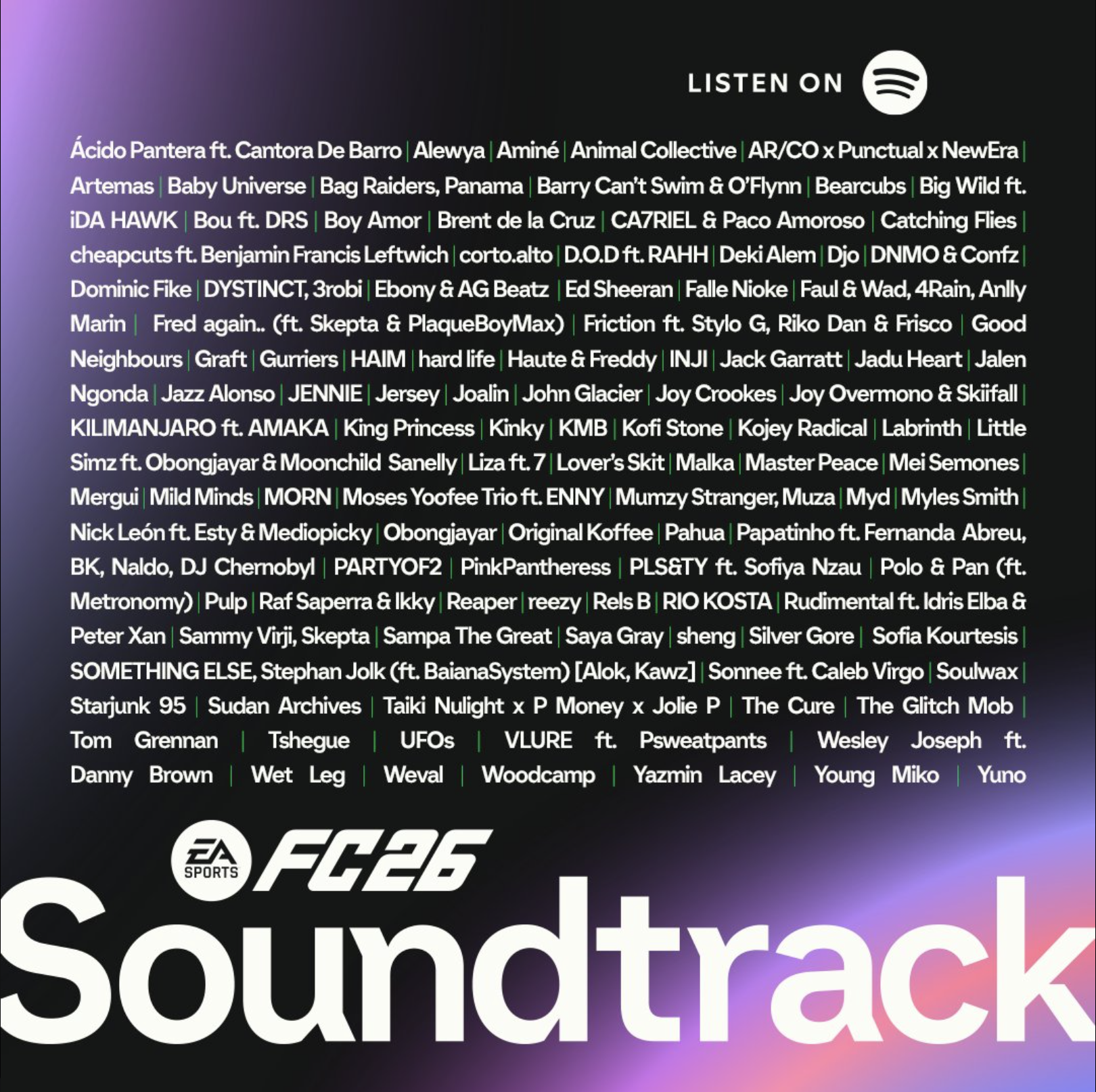 EA Sports FC 26 ya tiene soundtrack oficial: más de 100 artistas listos para prender la cancha
