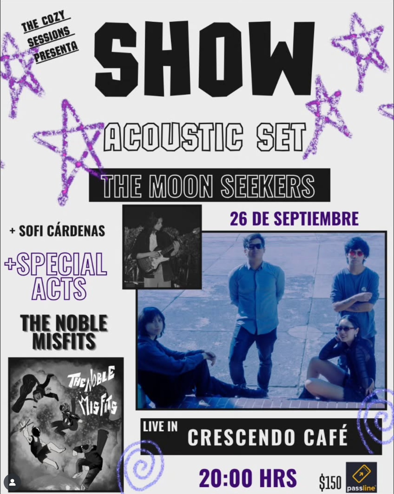 The Moon Seekers reinventan su sonido en un show acústico íntimo en Crescendo Café